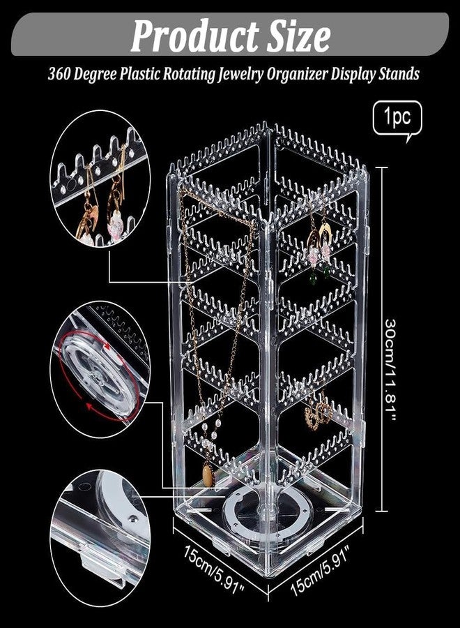 Loop Group Acrylic Rotating Earrings Stand With 240 Holes Jewelry Display Organiser For Hanging Studs Necklaces Bracelets Chains Earrings Jewellery (White) - Image 4